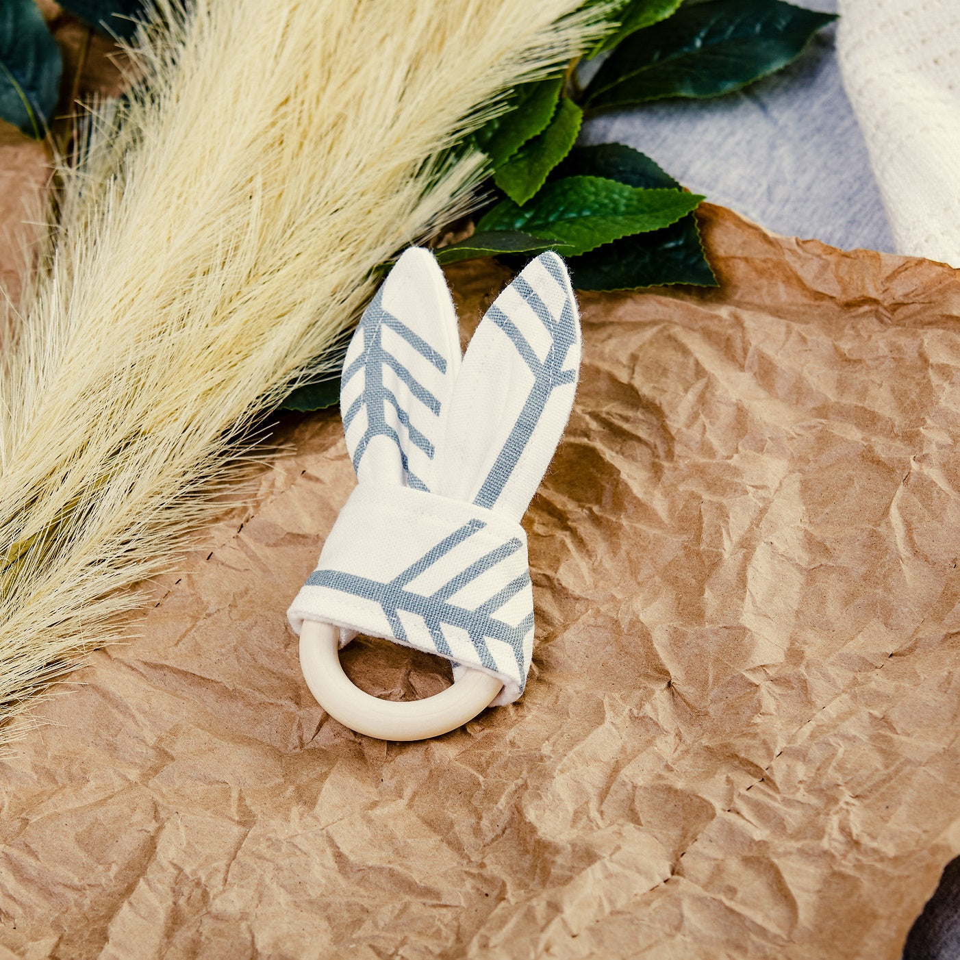 Baby bunny ear teether -grey