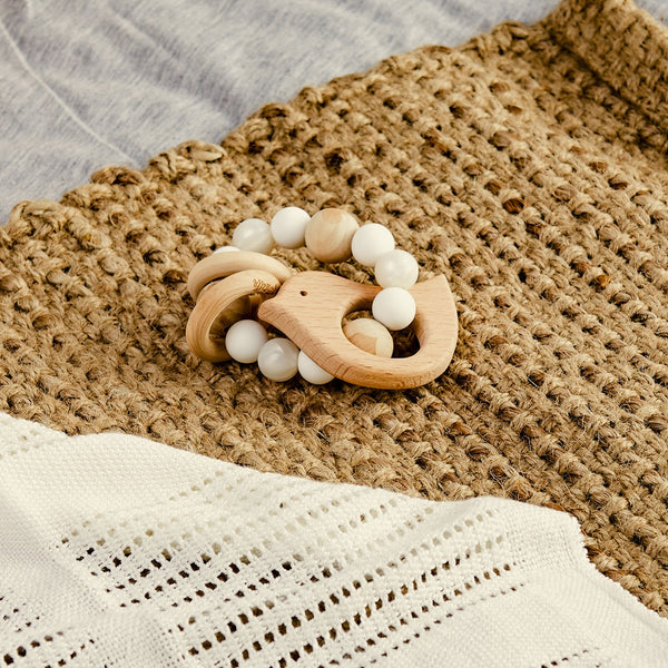 Silicon and Wood Teether Bracelet - White
