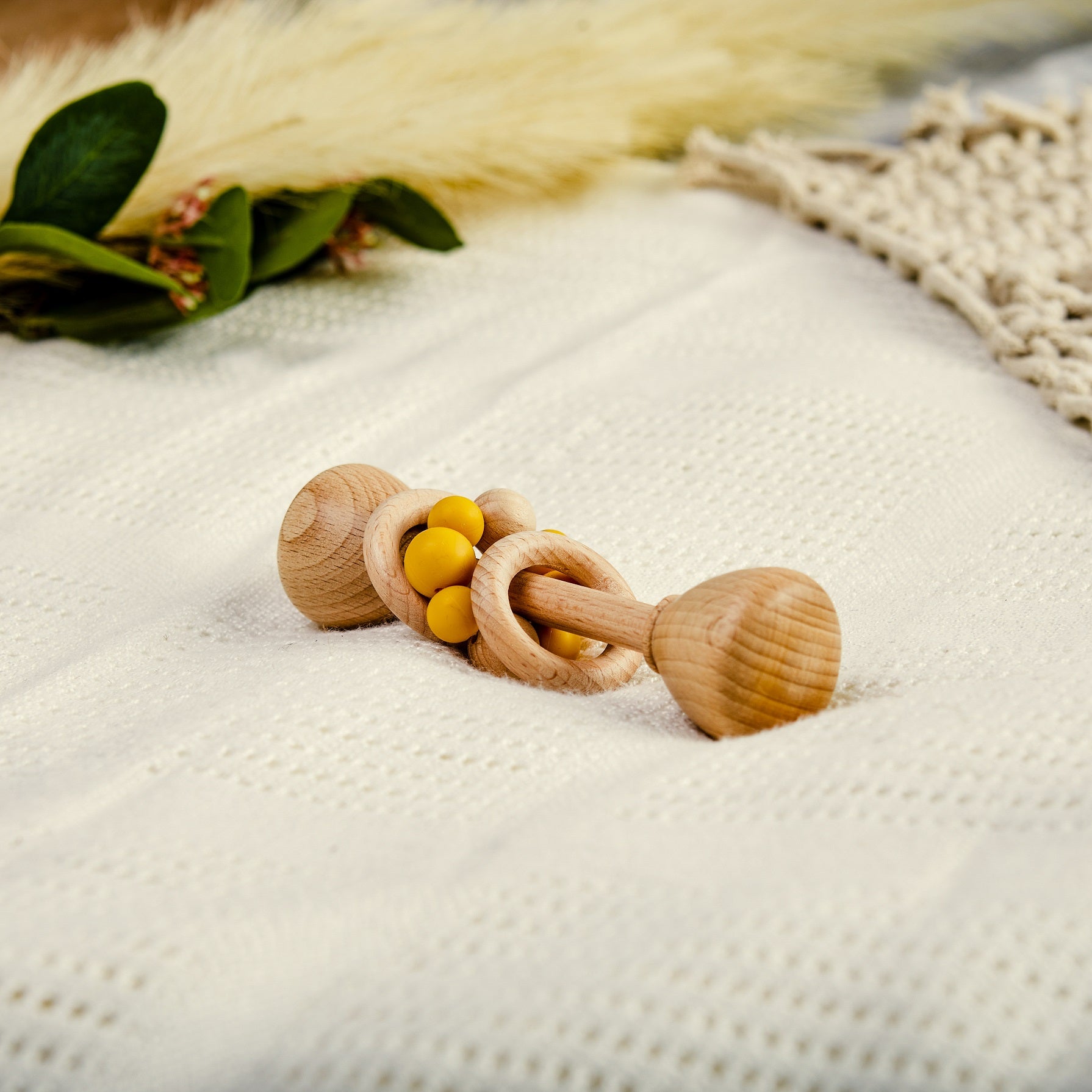 Wood Ring Rattle - Yellow