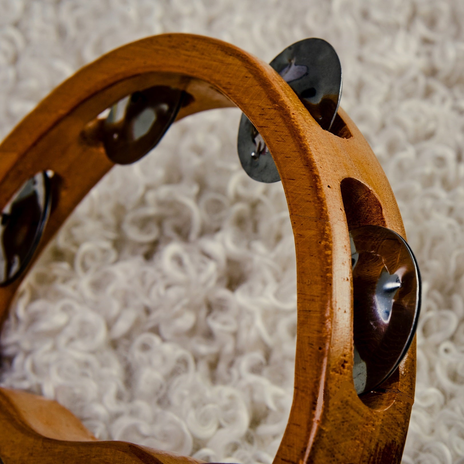 Natural Wood Tambourine Large