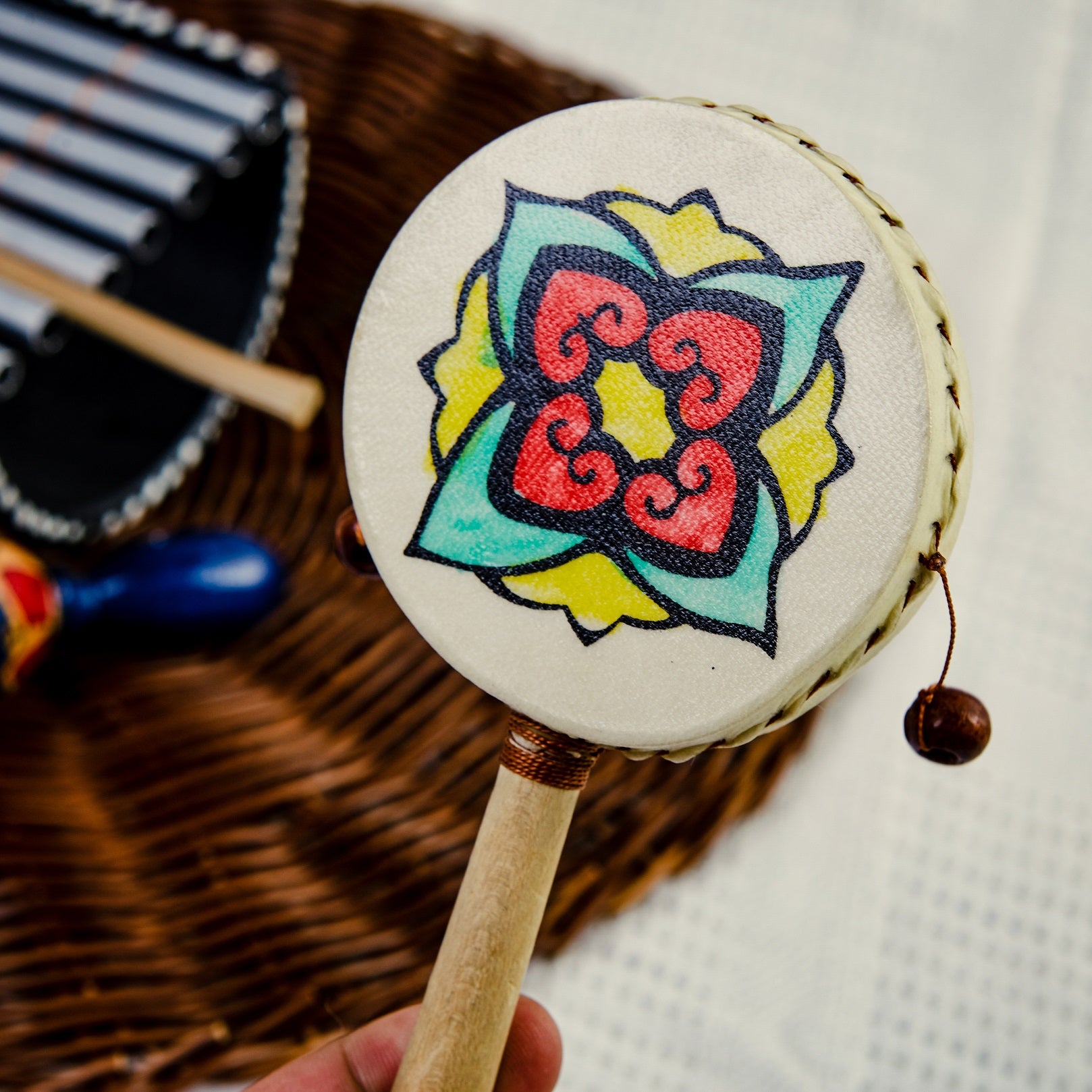 Handmade Wood Tassel Drum