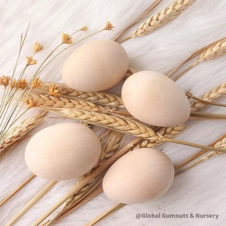 2 x Natural and Wooden Egg - 63mm