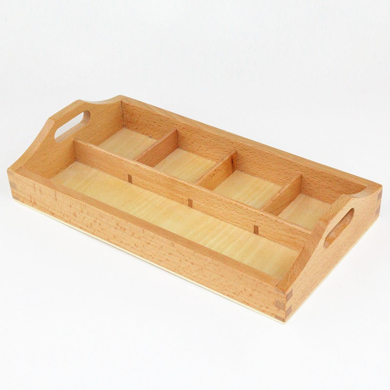 Large Wooden Sorting Tray With 5 Compartments