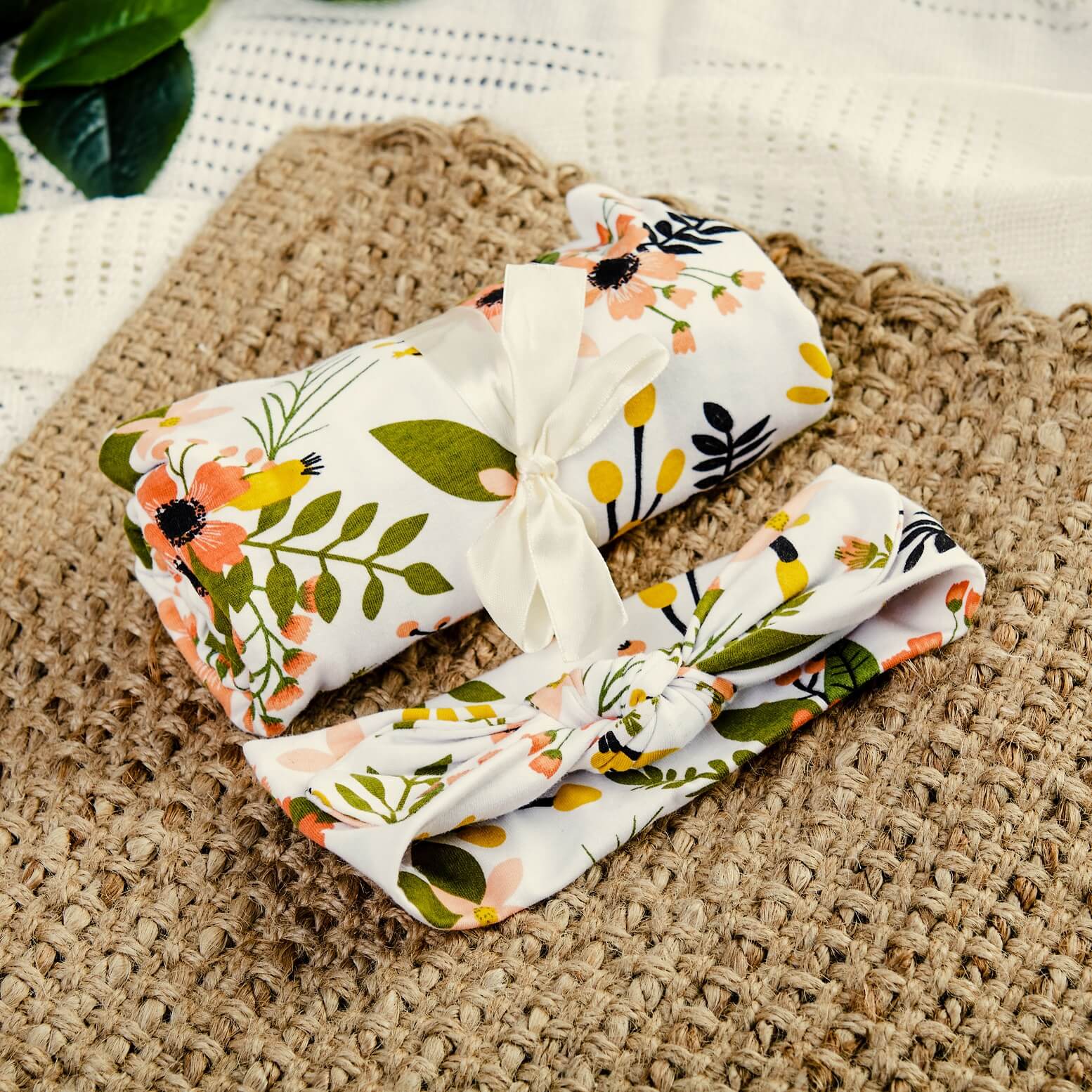Premium Wrap and Baby Headband - Floral