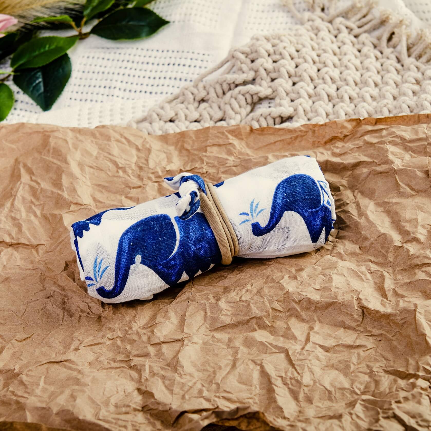 Premium Baby Wrap and Headband - Blue