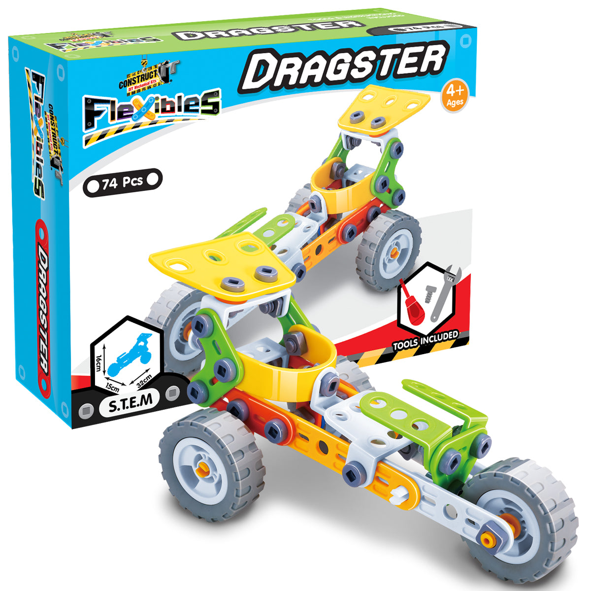 Flexible - Dragster STEM Constuction Toy 74 pcs