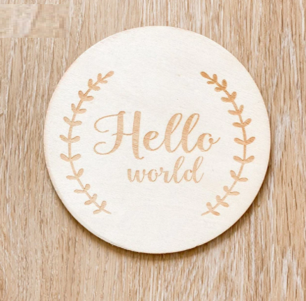 Hello World - Wood Plaque Baby Memorabilia