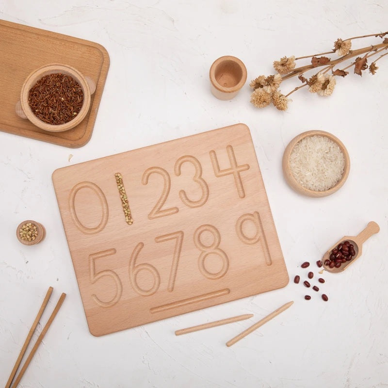 Montessori Wooden Numbers Tracing Board - Double Sided